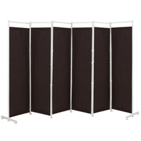 6-Panel Room Divider with Adjustable Foot Pads-Coffee