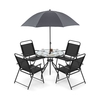 6 Piece Outdoor Dining Set with Detachable Umbrella for Poolside-Grey