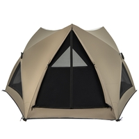 6-Sided Family Tent with Rainfly,  Skylight,  3 Doors,  3 Windows-Olive Green