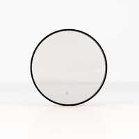 60 CM Round Bathroom Mirror with LED Lights and Anti-Fog Design-Black