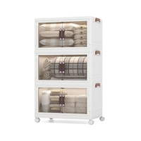 60 Gal Storage Bins with Lid 3-Tier Stackable Storage Boxes-White