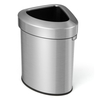 60L Stainless Steel Corner Trash Bin with Lid-Silver