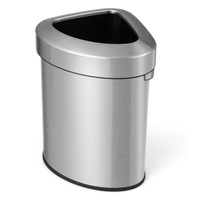 60L Stainless Steel Corner Trash Bin with Lid-Silver