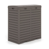 62 Gallon Waterproof Double Bucket Outdoor Trash Can-Brown