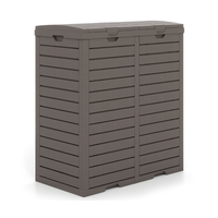 62 Gallon Waterproof Double Bucket Outdoor Trash Can-Brown