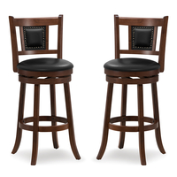 65/74 cm Swivel Bar Stool Set of 2 with Curved Backrest-25 Inches