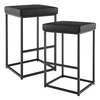 76 cm Barstools Set of 2 with PU Leather Cover and Footrest-Black