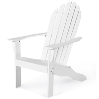 Acacia Wood Adirondack Lounger Chair with Slatted Seating,  Ergonomic Design-White