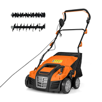 Adjustable Electric Dethatcher and Scarifier Folding Walk-Behind Weeder-Orange