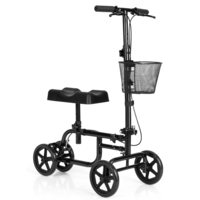 Adjustable Steerable Knee Walker Folding Scooter with Brake-Black