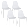 Armless Dining Chair Set of 4 Metal Leg Leisure Chair-White