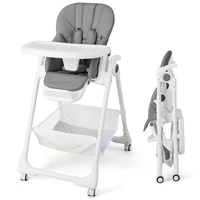 Baby Highchair with Safe,  Adjustable and Folding Design-Grey