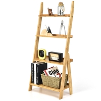 Bamboo Freestanding Decorative and Storage Shelf for Living Room Bedroom-Natural