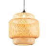 Bamboo Pendant Light with Lampshade and Plug in Cord
