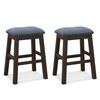 Bar Stool Set of 2 with Padded Seat and Rubber Wood Legs-Brown