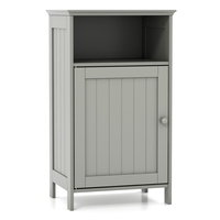 Bathroom Floor Single Door Side Cabinet with Open Compartment-Grey