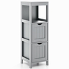 Bathroom Storage Cabinet with 2 Removable Drawers and Open Shelf-Grey