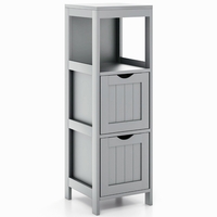 Bathroom Storage Cabinet with 2 Removable Drawers and Open Shelf-Grey