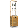 Bathroom Tilt-out Laundry Hamper Organizer with 3-Tier Storage Shelves-Natural