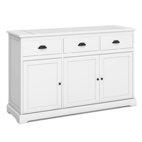 Buffet Sideboard with 2 Cabinets,  3 Drawers and Adjustable Shelf-White
