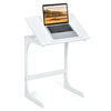 C-ShapedBamboo Side Table with 7 Adjustable Angles-White