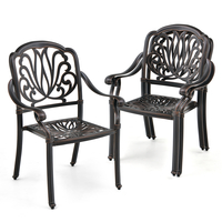 Cast Aluminum Patio Chairs Set of 2-Bronze