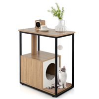 Cat Furniture End Table Cat House with Scratching Post-Natural