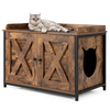 Cat Litter Box Enclosure with Double Doors,  Adjustable Footpads-Coffee