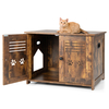 Cat Litter Box Enclosure with Double Louvered Doors,  Side Entrance-Rustic Brown