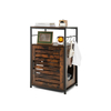 Cat Litter Box Enclosure with Louvered Door and 3 Shelves-Rustic Brown
