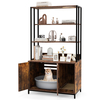 Cat Litter Box Enclosure with Storage and Shelves-Coffee