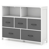 Chest of Drawers with 2 Large Fabric Bins and 3 Medium Bins-White