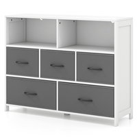 Chest of Drawers with 2 Large Fabric Bins and 3 Medium Bins-White