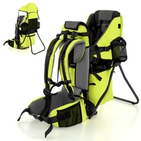 Child Carrier Backpack with Detachable Mouthwipes,  Removable Canopy and Storage Bag-Green