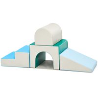 Climb and Crawl Activity Play Set Soft Zone Single-Tunnel Foam Climber-Blue & Green