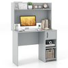 Computer Desk with Hutch and 2 Open Shelves-Grey