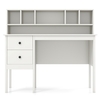Computer Desk with Power Outlets and 5-Cubby Hutch-White