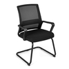 Conference Reception Chair with Lumbar Support and Sled Base-Black