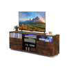 Console TV Stand for TVs up to 65 Inches with LED Lights and 2 Doors-Rustic Brown