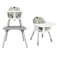 convertible Baby High Chair with 2-Position Removable Tray-Grey