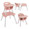 convertible Baby High Chair with 2-Position Removable Tray-Pink