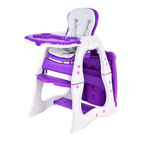 Convertible Baby High Chair with 5 Point Harness and Adjustable Feeding Tray-Purple