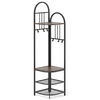 Corner Hall Tree 4-Tier Coat Rack with Storage Bench and Hooks-Rustic Brown