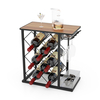 Countertop Wine Rack with Metal Frame and Storage Box for 8 Wine Bottles
