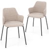 Dining Chairs Set of 2 Upholstered Accent Chairs with Curved Backrest-Beige