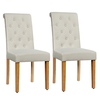 Dining Room Chairs Set of 2 with Solid Wood Legs and Padded Seat-Beige