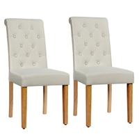 Dining Room Chairs Set of 2 with Solid Wood Legs and Padded Seat-Beige