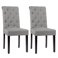 Dining Room Chairs Set of 2 with Solid Wood Legs and Padded Seat-Grey