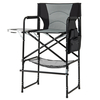 Directors Chair Folding Makeup Artist Chair with Foldable Side Table-Grey