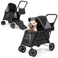 Dog Stroller Wagon with Dual Entry for Medium Small Senior Elderly Dogs-Black & Grey